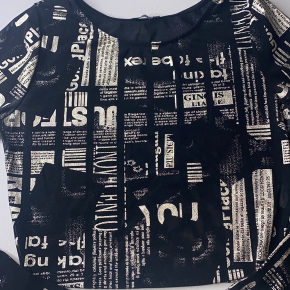 Lovely Day Tops Long Sleeve Newspaper Print Sheer Top Poshmark